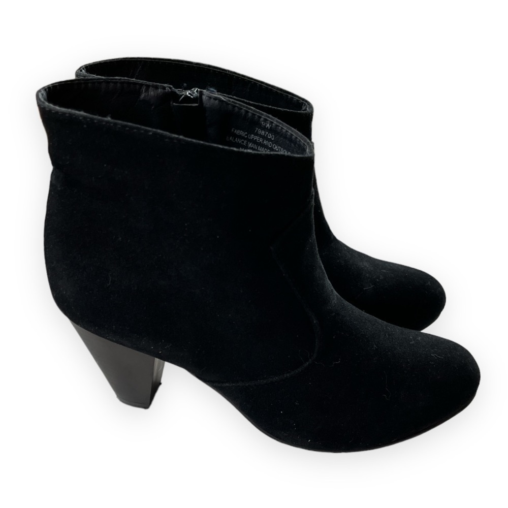 Lane Bryant Black Suede Ankle Bootie with Block Heel Women’s 9W